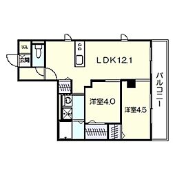 ハイムメゾン長居公園通 2LDKの間取図画像