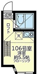 プレミアリラガーデン鶴見仲通 ワンルームの間取図画像