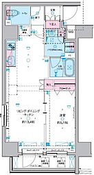 ジェノヴィア東神田グリーンヴェール 8階1LDKの間取り