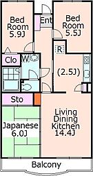 ハビテーション向丘 3LDKの間取図画像