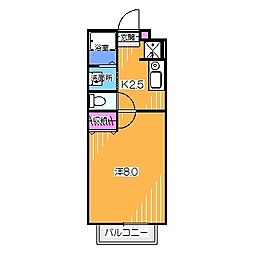 アベリアコート 1Kの間取図画像