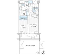 バウスステージ広尾 1階1LDKの間取り
