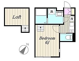 アネックス・ツシマ 2階1Kの間取り