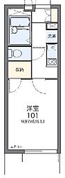 レオパレスエクセルアーク 1Kの間取図画像
