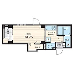 京王線 下高井戸駅 徒歩10分の賃貸マンション 4階1Kの間取り