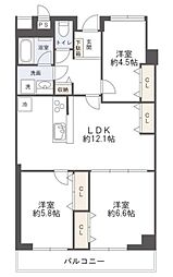 南浦和アーバンライフ 3LDKの間取図画像