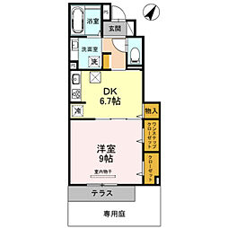 シティパル加美北 1DKの間取図画像