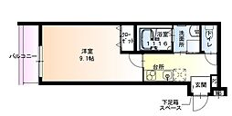 フジパレス沢良宜東V番館 1Kの間取図画像