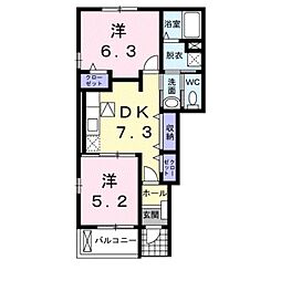ハウスプリムローズ2 2DKの間取図画像
