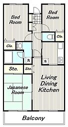 ソシア勝見田 2SLDKの間取図画像