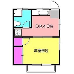 富士マンション 1DKの間取図画像