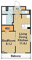 アウラティエ 2階1LDKの間取り