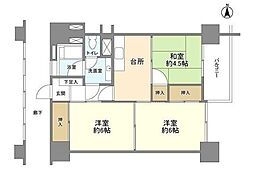 高田馬場住宅 13階3Kの間取り
