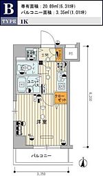 スカイコートヌーベル中村橋 5階1Kの間取り