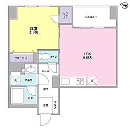 ラベール三越前 1LDKの間取図画像