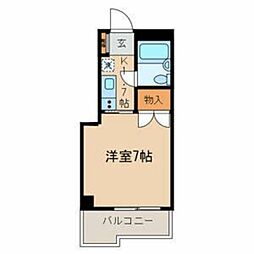 マンション如月 1Kの間取図画像