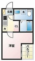 グランステージ南林間 1Kの間取図画像