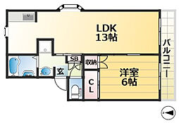 パークハイツ 1LDKの間取図画像