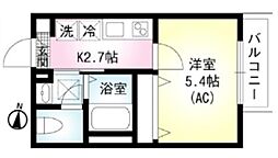Sunアメージング 1Kの間取図画像