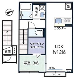 アンソレイユ高田馬場 2階1LDKの間取り