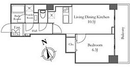 リバーシティ21新川 17階1LDKの間取り