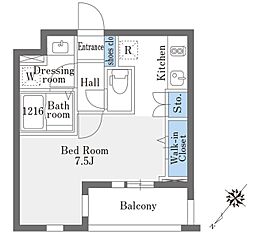 ラドゥセール巣鴨East ワンルームの間取図画像