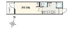 MELLAS南浦和V 1Kの間取図画像