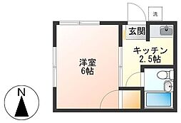 ハイツ白州 1Kの間取図画像