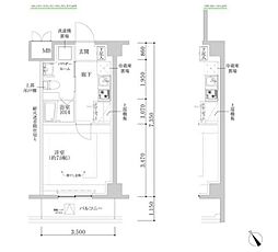 RELUXIA武蔵中原II 1Kの間取図画像