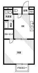 アムールM&K 1DKの間取図画像