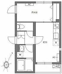 ティンガーラ四谷坂町 1DKの間取図画像