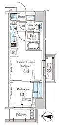 パークアクシス木場キャナルウエスト 1LDKの間取図画像