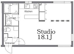 Staart大崎 ワンルームの間取図画像