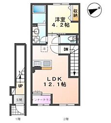 坂戸市薬師町 アパート新築工事 1LDKの間取図画像