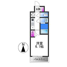 プレサンス東小橋エレディータ 1Kの間取図画像