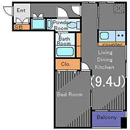 スカーラ武蔵小山 1LDKの間取図画像
