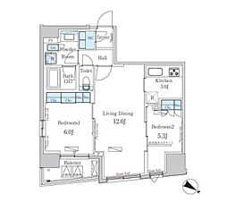 パークアクシス日本橋堀留町 4階2LDKの間取り