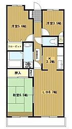 オクトス市ケ尾4号棟 3LDKの間取図画像