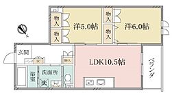 （シニア限定）ヘーベルヴィレッジ下赤塚〜カメリア赤塚〜 2階2LDKの間取り