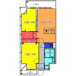 フリーダムレジデンス堺寺地町 2LDKの間取図画像