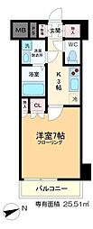 クレヴィスタ亀戸2 1Kの間取図画像