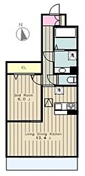 シャルマンハイム 1LDKの間取図画像