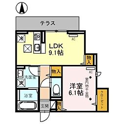 フレラウム 1LDKの間取図画像