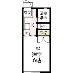 市川ハイツ ワンルームの間取図画像