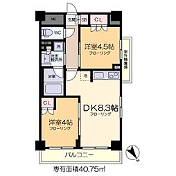 パークアクシス門前仲町テラス 2DKの間取図画像