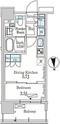 PARKAXIS上野EAST 1DKの間取図画像