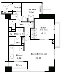 パークアクシス南麻布 2LDKの間取図画像