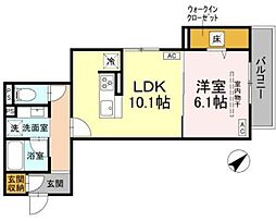 D'Bless中野島 1LDKの間取図画像