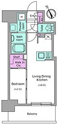 ワンルーフフラット門前仲町 1LDKの間取図画像
