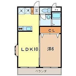 フローレス八番館 2LDKの間取図画像